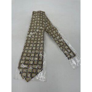 Pfizer Branded Patterned Silk Tie In Gold & Blue Stylish Durable Business
